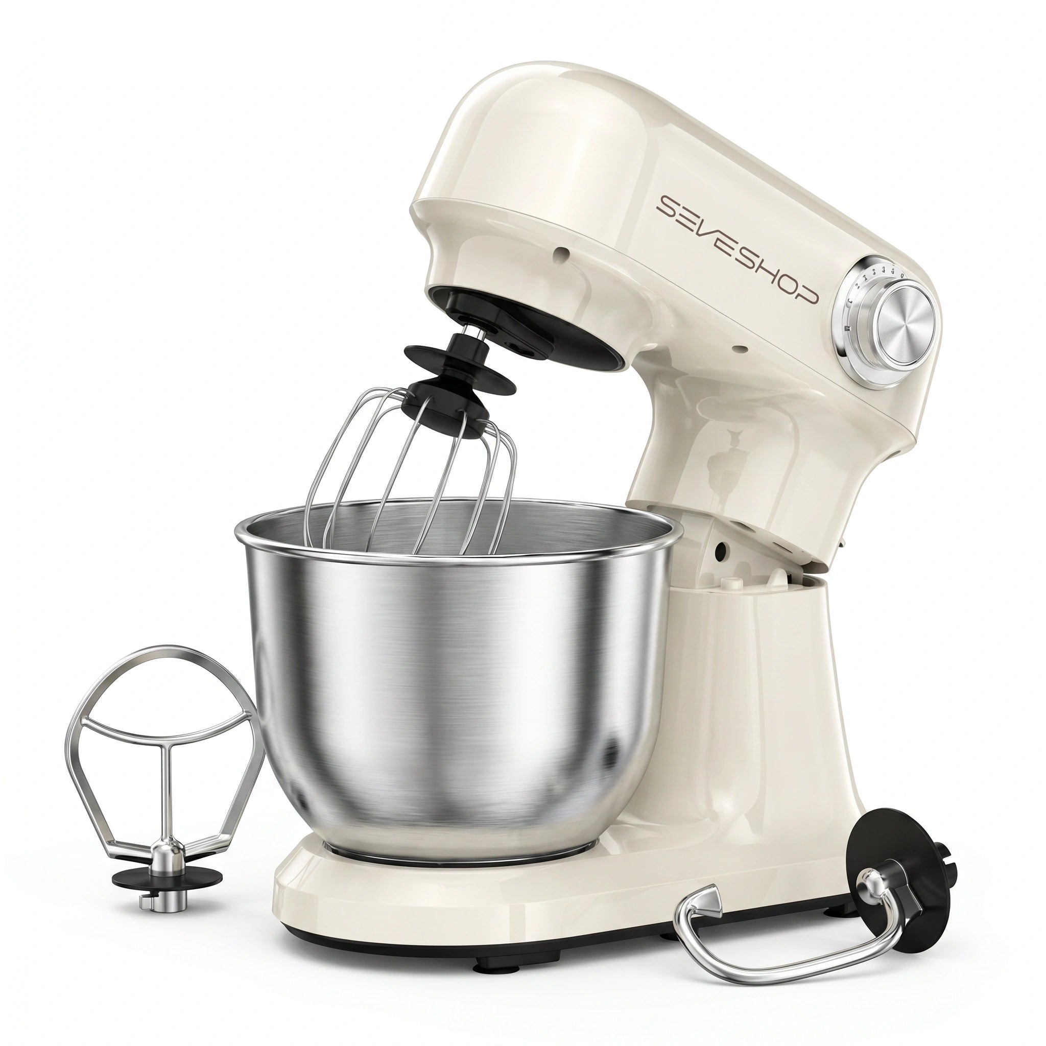 Mixer cu Bol 4.7L Profesional, 1500W, 12 Viteze si Accesorii Inox