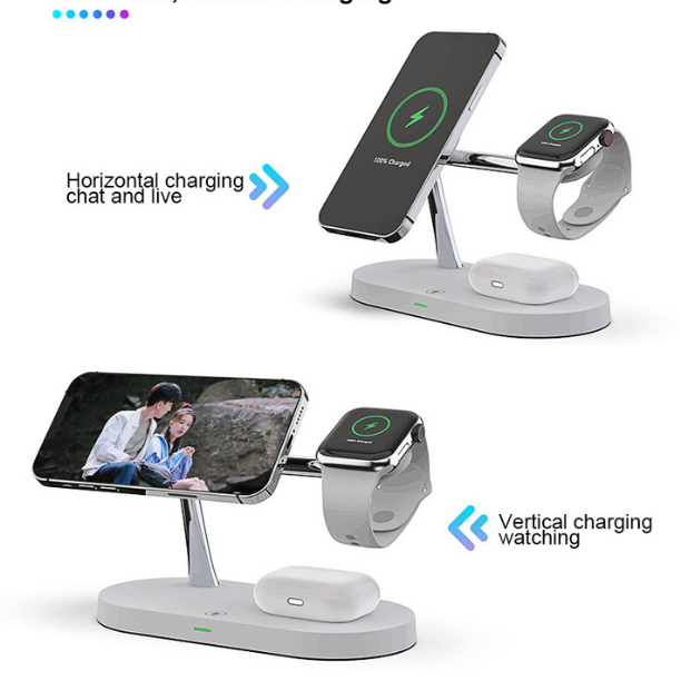 stație încărcare wireless 5 în 1 compactă pentru gadgeturile zilnice