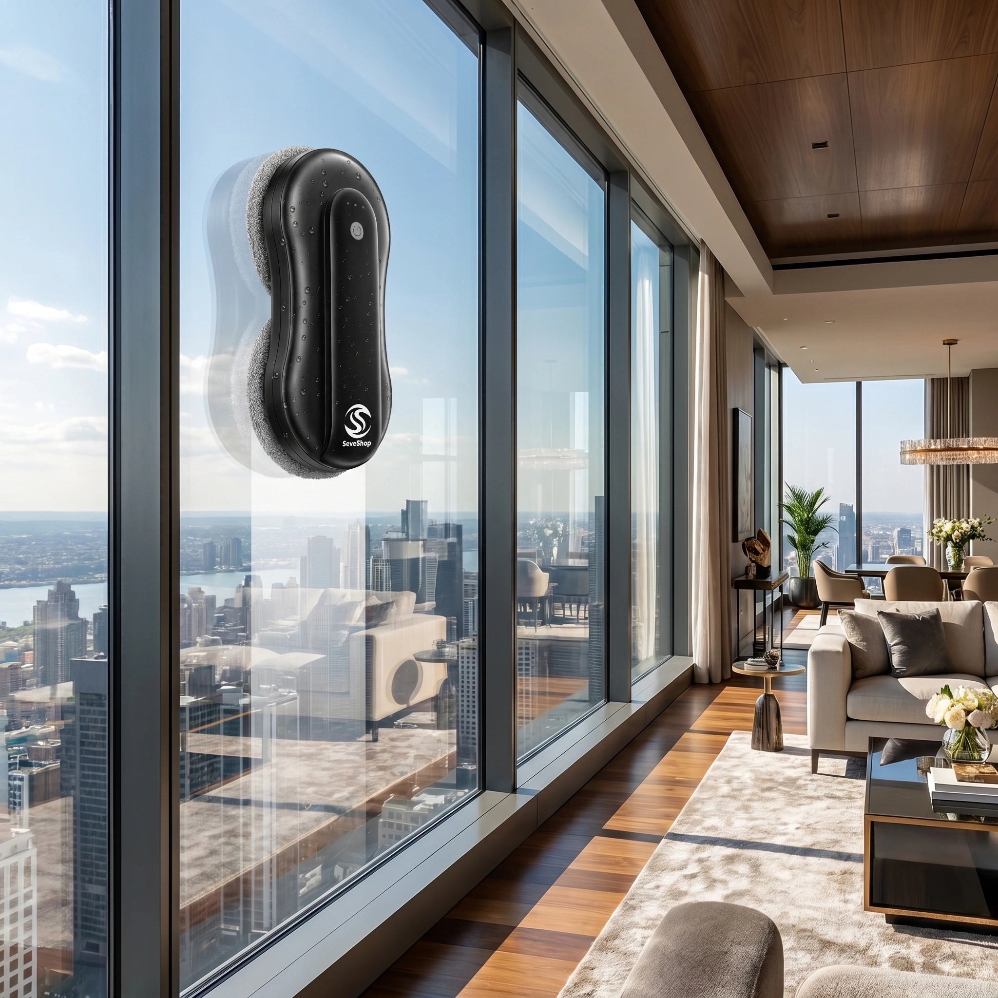 Robot de Curatare Geamuri cu Pulverizare si Control APP, Ultra-Subtire