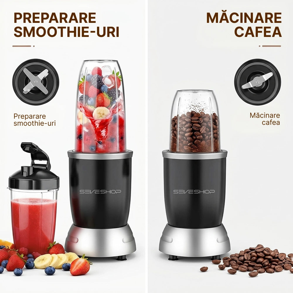 blender portabil cu recipiente de voiaj pentru smoothie la birou sau sală