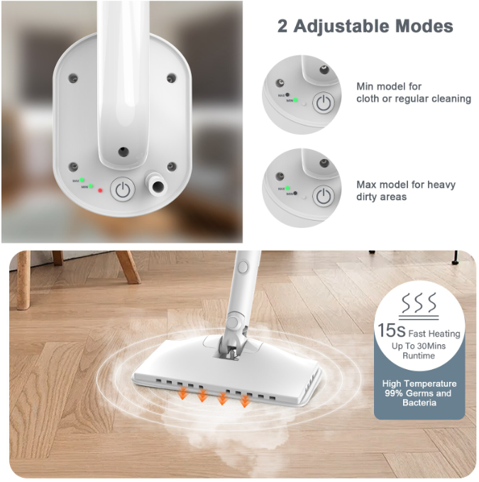 RESIGILAT — Aparat Curățat Aburi SeveShop® Teendow SC-05 1200W, Mop Cu Aburi Portabil 2 Bar, Încălzire Rapidă 60s, Mop Electric Multifuncțional 350ml, Abur 100-115°C