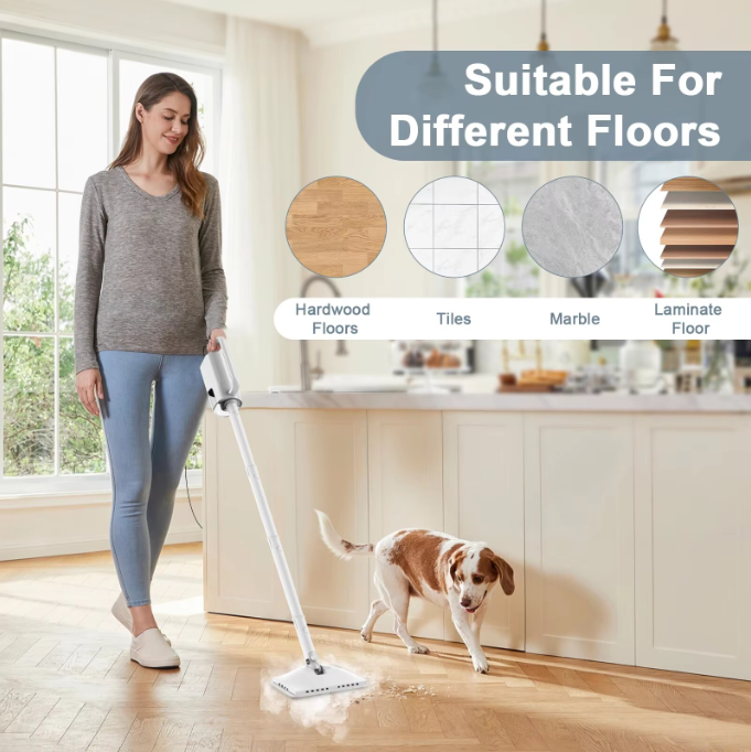 RESIGILAT — Aparat Curățat Aburi SeveShop® Teendow SC-05 1200W, Mop Cu Aburi Portabil 2 Bar, Încălzire Rapidă 60s, Mop Electric Multifuncțional 350ml, Abur 100-115°C