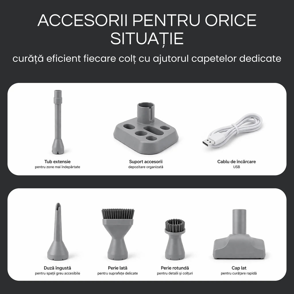 aspirator de mână fără fir cu filtru HEPA lavabil pentru utilizare zilnică