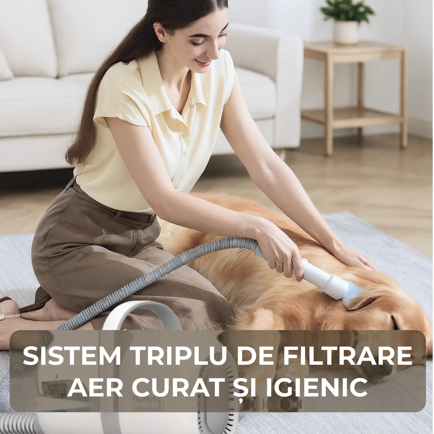 Aspirator pentru par de animale cu 4 trepte de taiere, 4 viteze si nivel de zgomot redus 55 dB