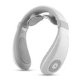Aparat de masaj cervical alb cu gri, design ergonomic in forma de U