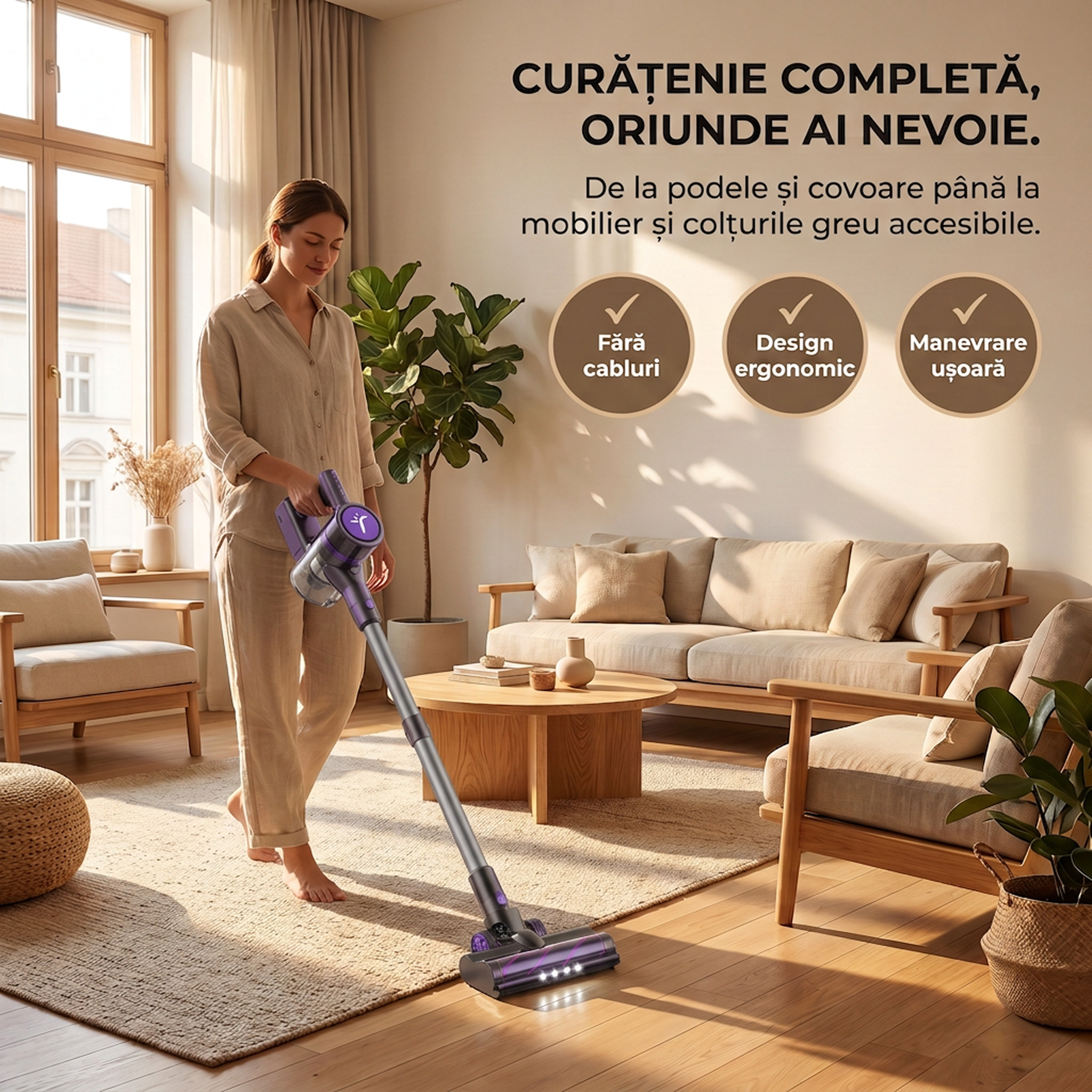 Aspirator vertical SeveShop P11 Pro mov in utilizare, curatenie completa oriunde ai nevoie