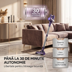 Aspirator vertical fara fir P11 Pro mov, autonomie de pana la 30 de minute