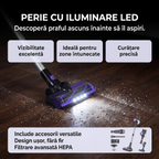 Perie cu iluminare LED a aspiratorului P11 Pro mov, descopera praful ascuns in zone intunecate