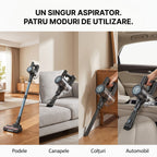 Aspirator vertical SeveShop P11 Pro verde in utilizare, fara fir, 23.000 Pa