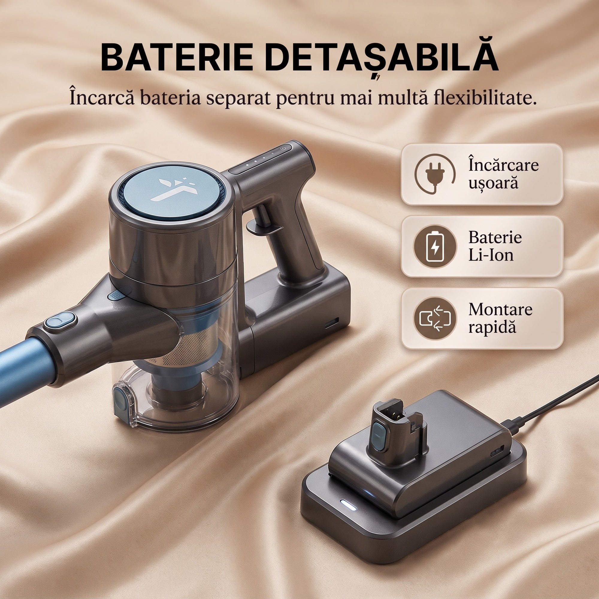 Aspirator vertical fara fir SeveShop P11 Pro verde, 250 W, 23.000 Pa, perie cu LED