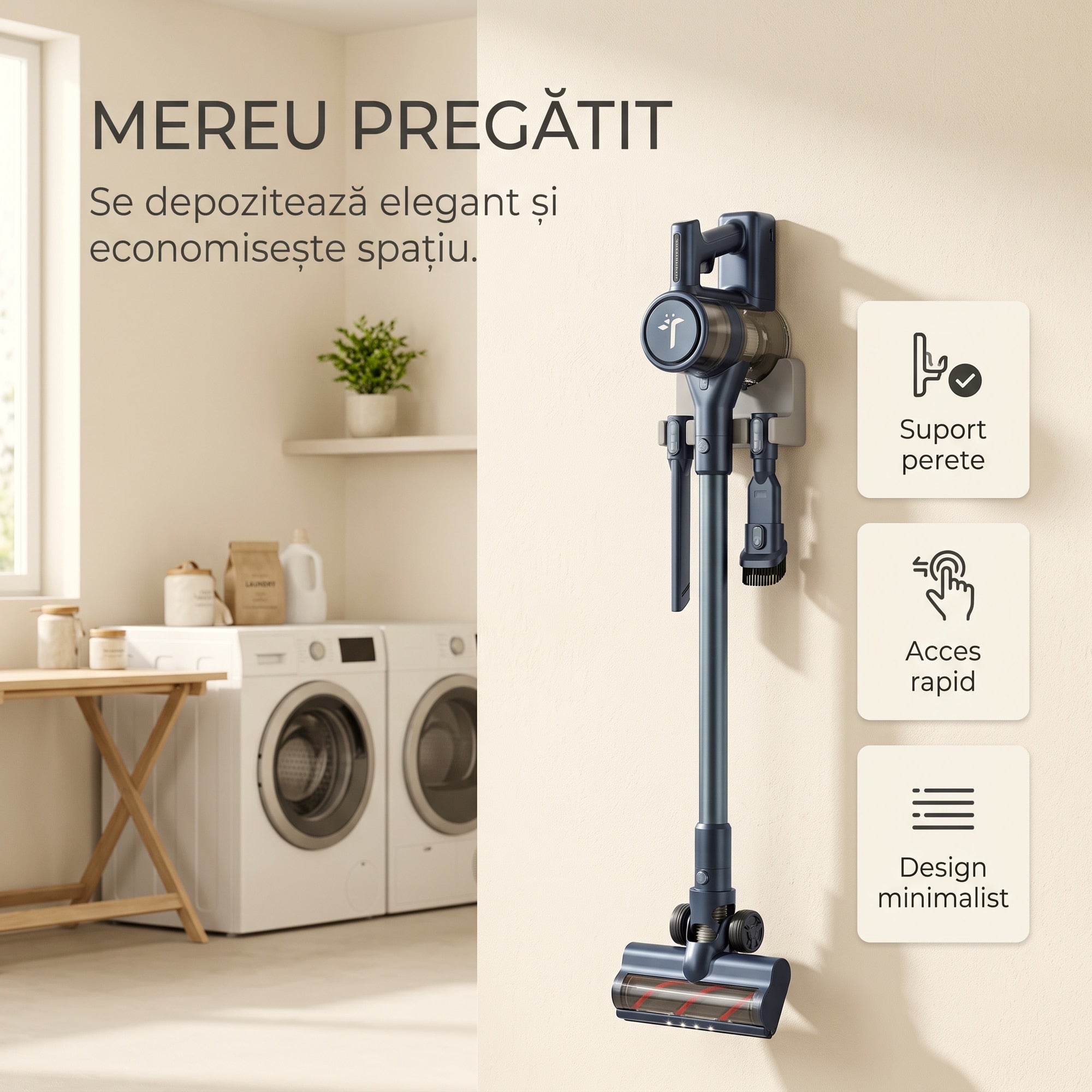 Aspirator vertical fara fir SeveShop P11 Pro verde, 250 W, 23.000 Pa, perie cu LED