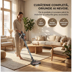 Aspirator vertical fara fir SeveShop P11 Pro verde, filtrare HEPA lavabila
