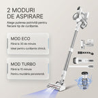 Aspirator vertical fara fir SeveShop V08 alb, 180 W, 13.000 Pa, container 900 ml, perie cu LED