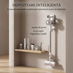 Aspirator vertical fara fir SeveShop V08 alb, perie cu iluminare LED pentru zone intunecate