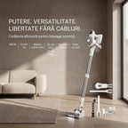 Aspirator vertical fara fir SeveShop V08 alb, filtrare HEPA in 5 etape, lavabila