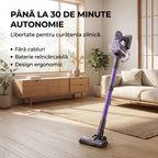 Pana la 30 de minute autonomie la aspiratorul V08, fara cabluri si cu baterie reincarcabila