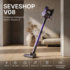 Aspirator vertical SeveShop V08 mov: 180 W, filtru HEPA, perie LED, recipient 900 ml