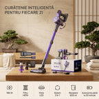 Aspiratorul V08 cu toate accesoriile: 180 W, filtru HEPA, perie LED, sistem 3 in 1, recipient 900 ml