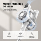 Aspirator vertical fara fir SeveShop V08 Pro alb, 250 W, 20.000 Pa, container 900 ml, perie cu LED
