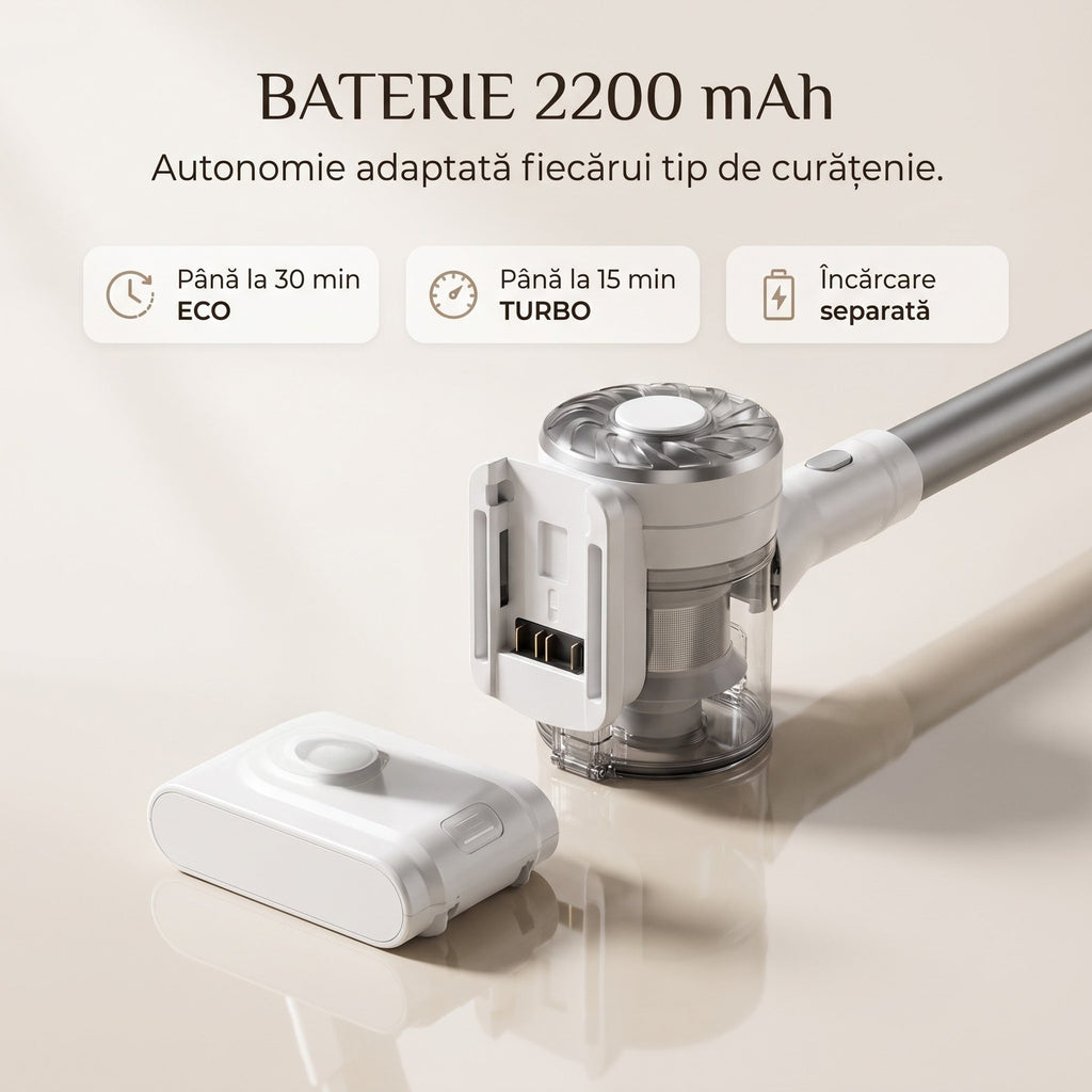 Aspirator vertical V08 Pro detasat ca aspirator de mana pentru canapea si spatii inguste