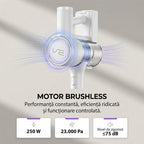 Aspirator vertical fara fir SeveShop V10 Pro alb, 250 W, 23.000 Pa, tub din aluminiu