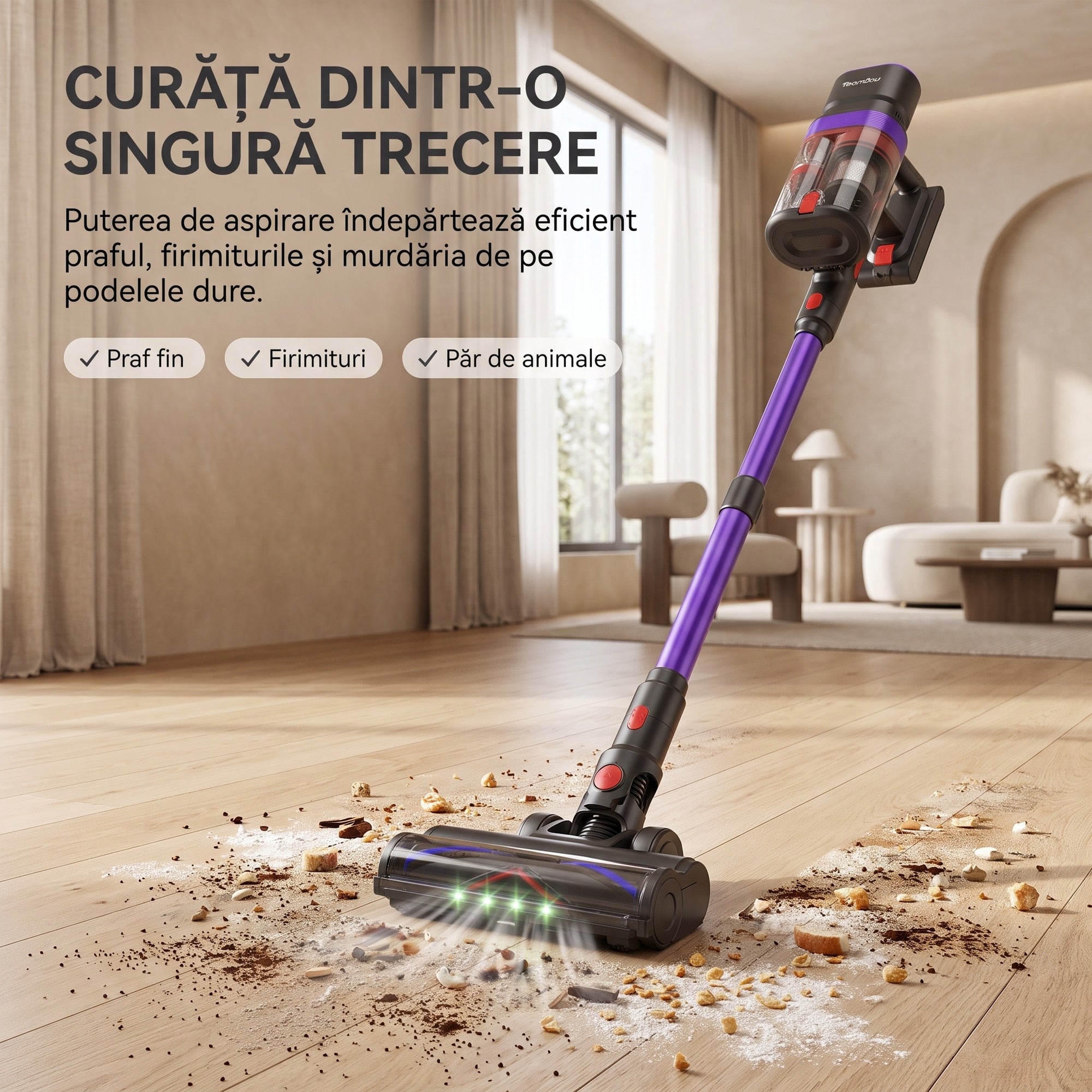 Aspirator vertical SeveShop V20 curata praf fin, firimituri si par de animale pe podele dure