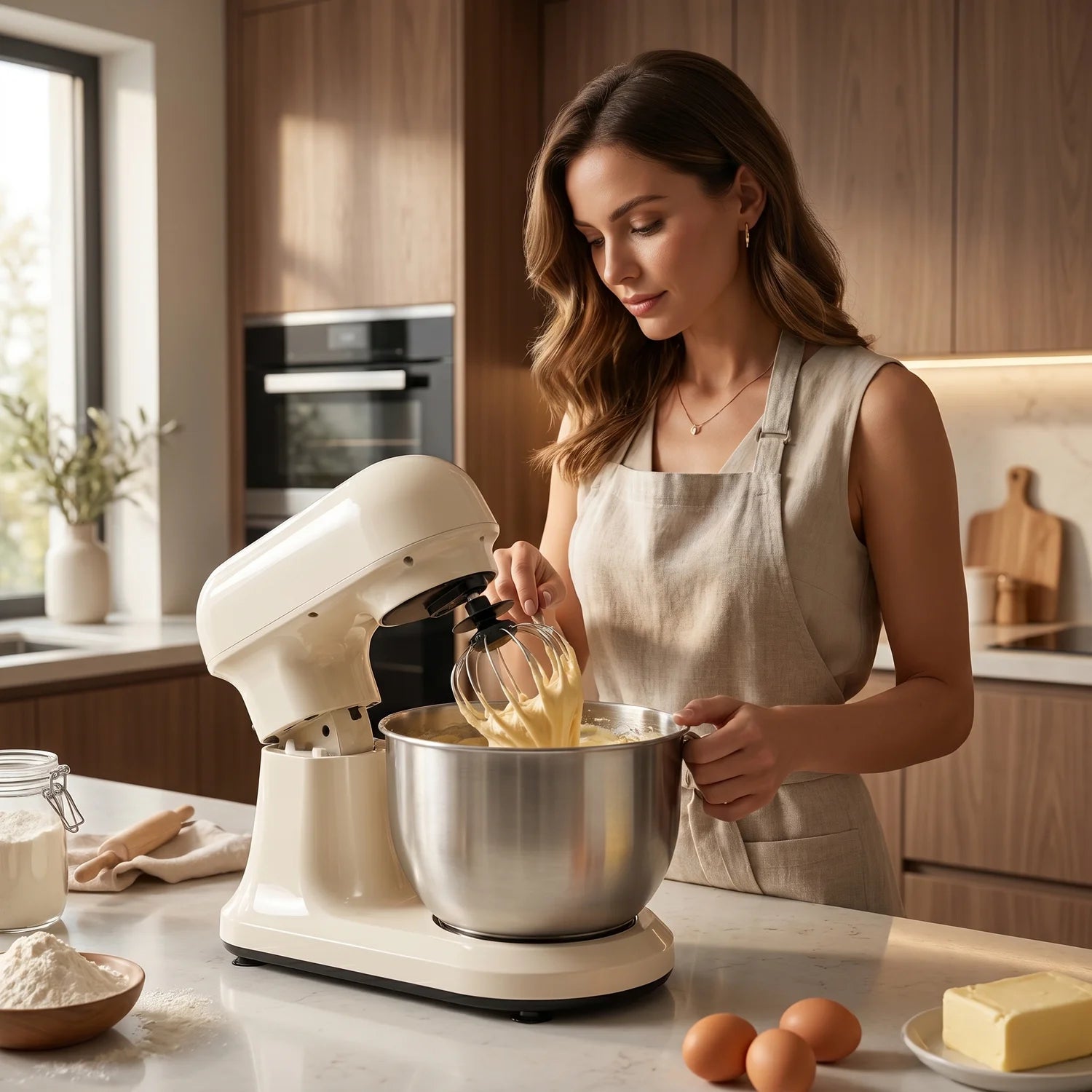 Mixer cu Bol 4.7L Profesional, 1500W, 12 Viteze si Accesorii Inox