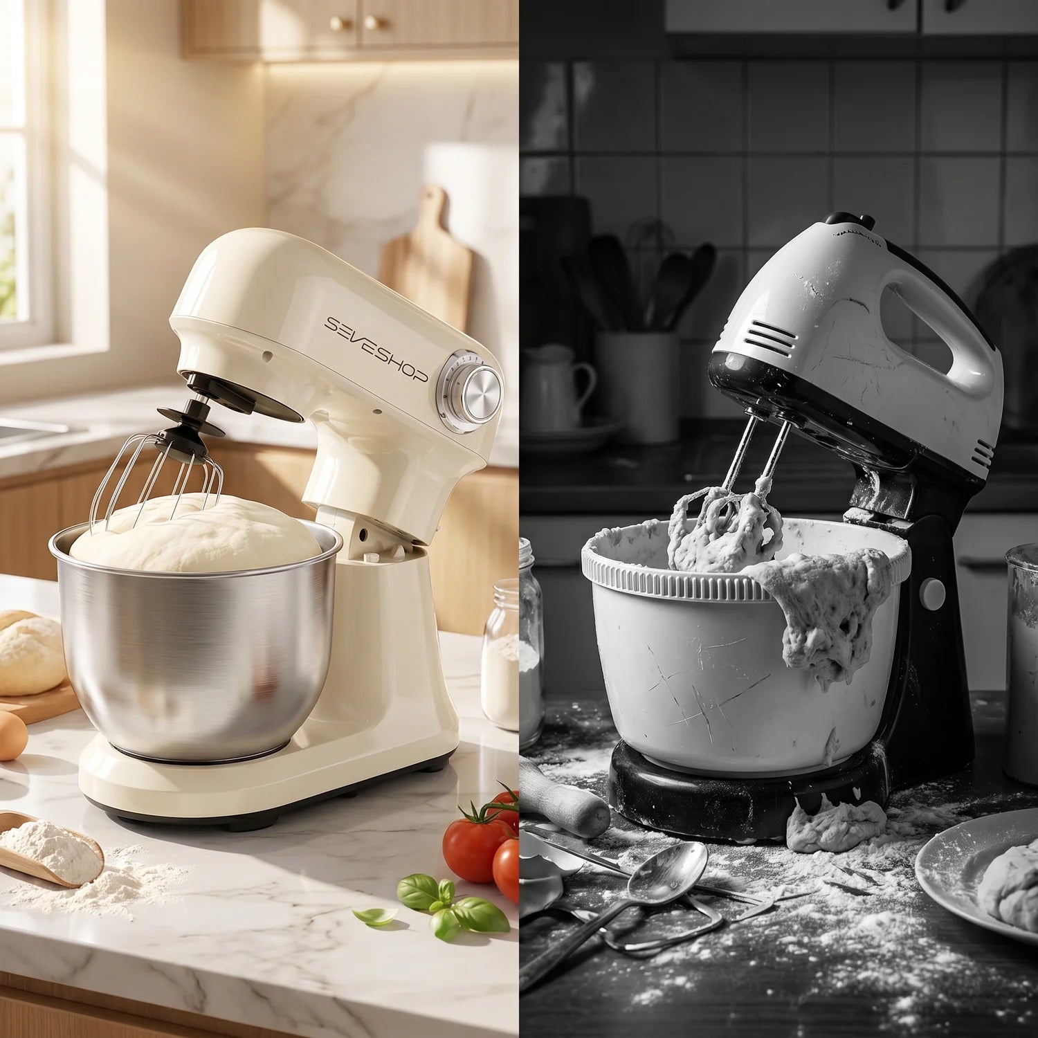 Mixer cu Bol 4.7L Profesional, 1500W, 12 Viteze si Accesorii Inox