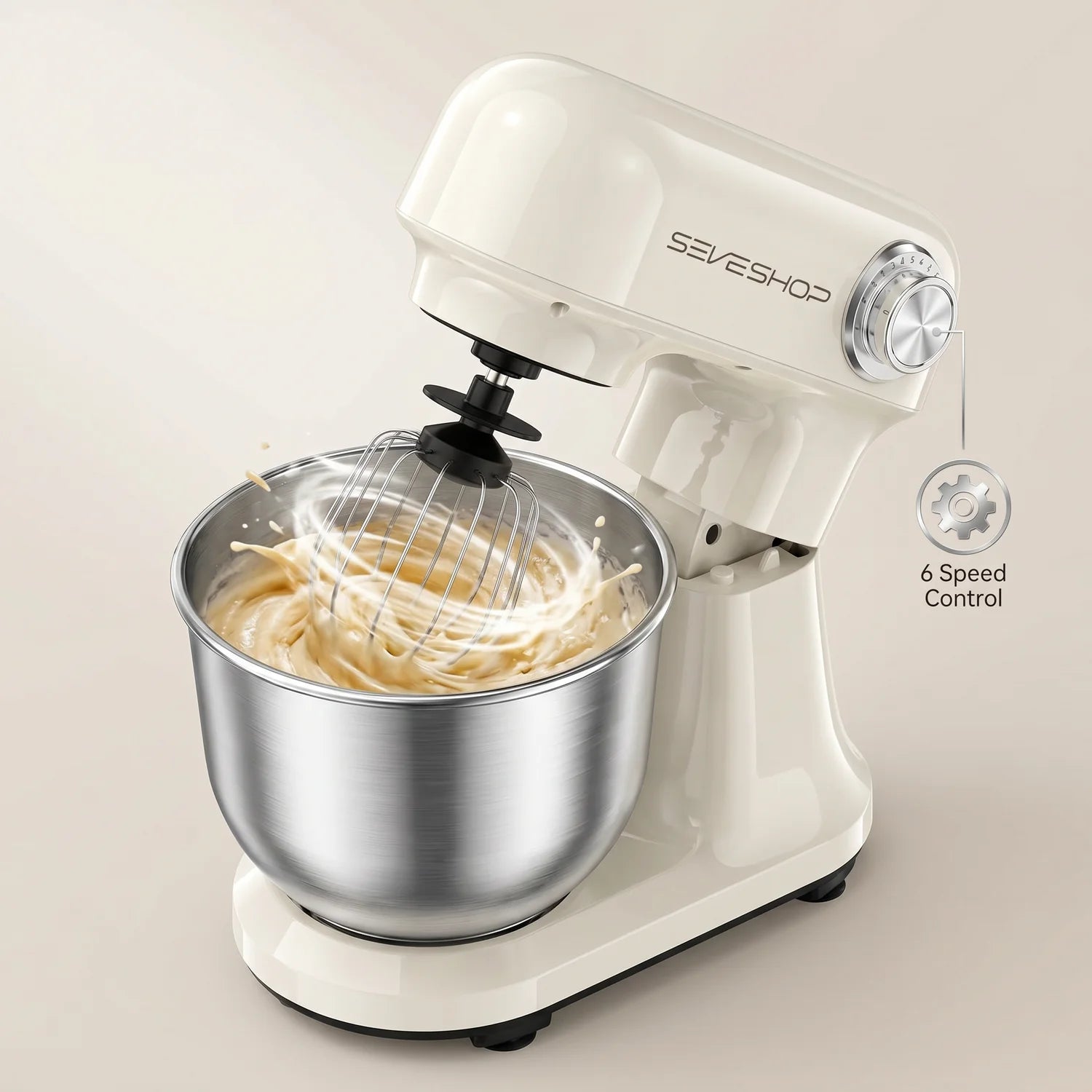 Mixer cu Bol 4.7L Profesional, 1500W, 12 Viteze si Accesorii Inox