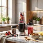 blender portabil care prepară smoothie-uri și macină cu viteză mare