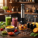 smoothie-uri, supe creme și sosuri preparate cu blenderul vertical 5 în 1
