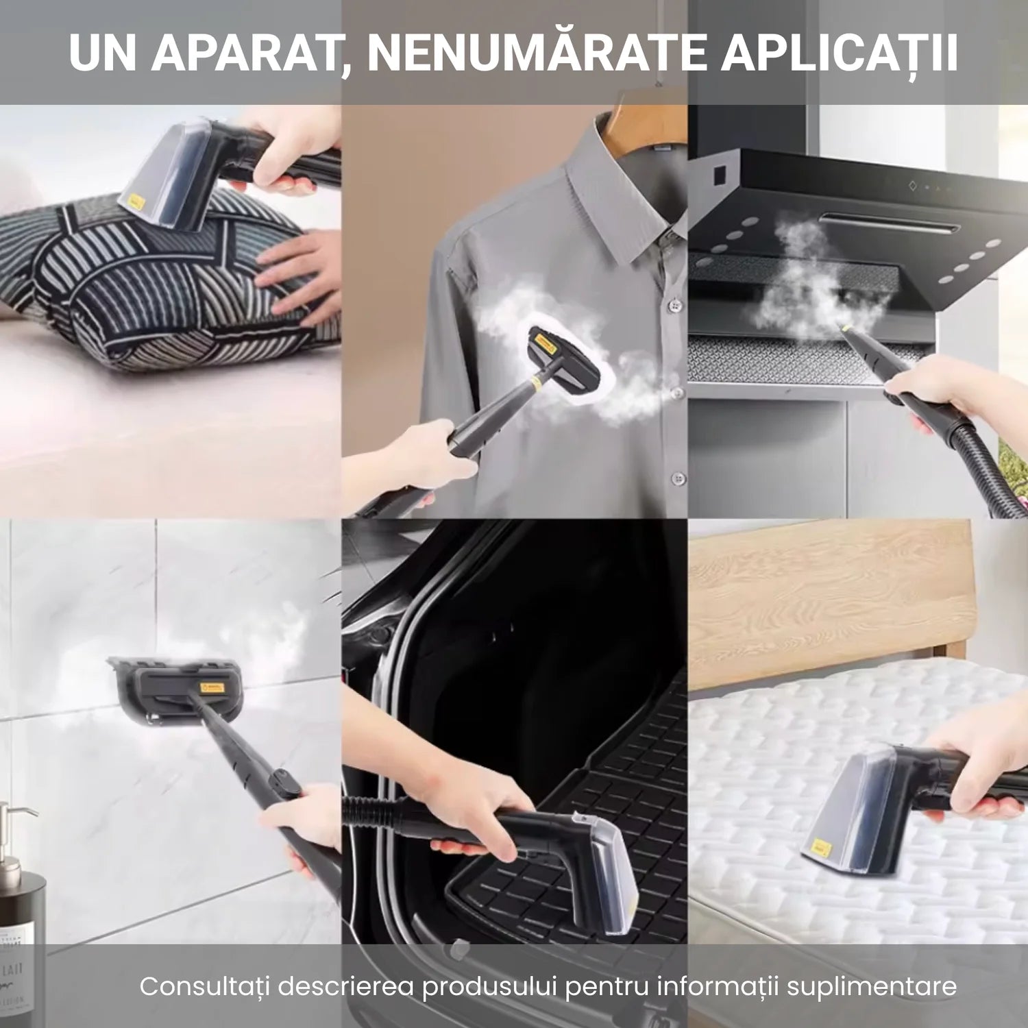 aparat curatare tapiterie cu abur si aspirare 12000Pa profesional