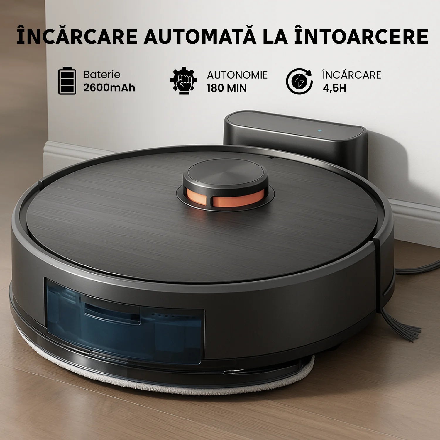 robot aspirator cu mop utilizat pentru curatarea automata a podelelor si covoarelor