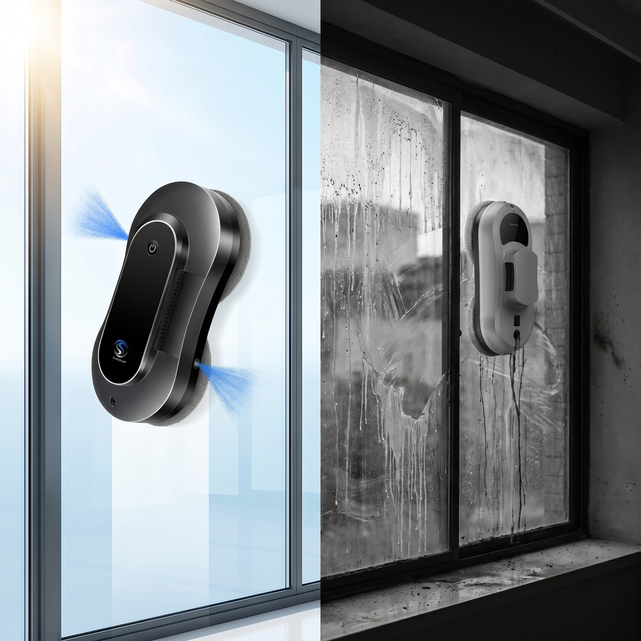 Robot de Curatare Geamuri cu Pulverizare si Control APP, Ultra-Subtire — RESIGILAT