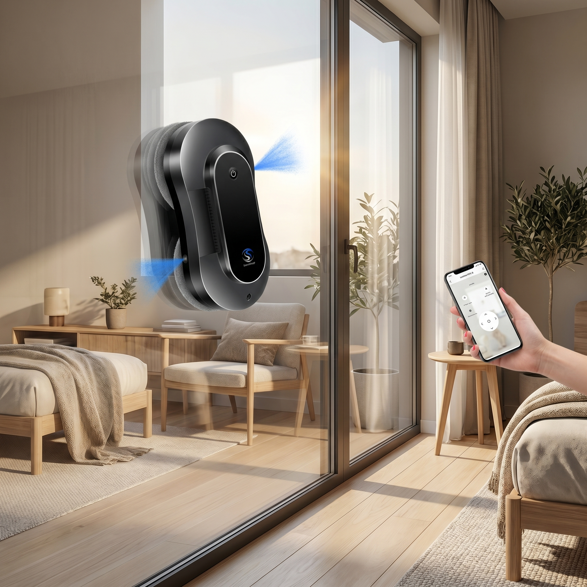 Robot de Curatare Geamuri cu Pulverizare si Control APP, Ultra-Subtire — RESIGILAT