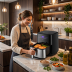 Friteuza cu Aer Cald 5.5L, 8 Programe Digitale si 1400W, Fara Ulei — RESIGILAT