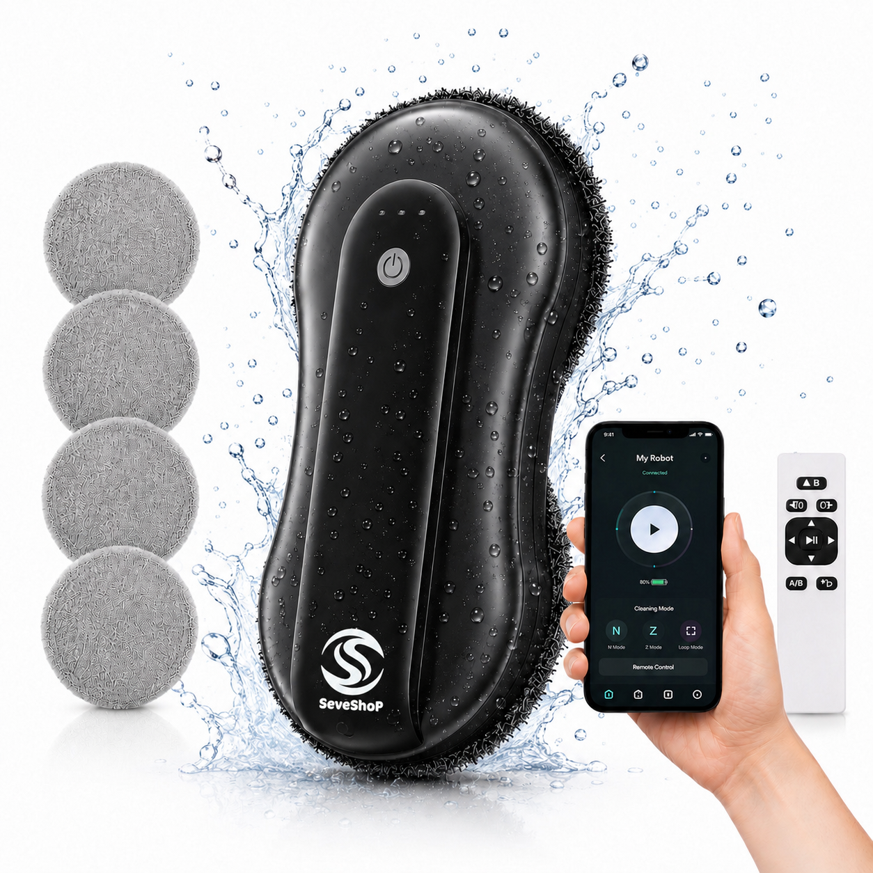 Robot de Curatare Geamuri cu Pulverizare si Control APP, Ultra-Subtire — RESIGILAT