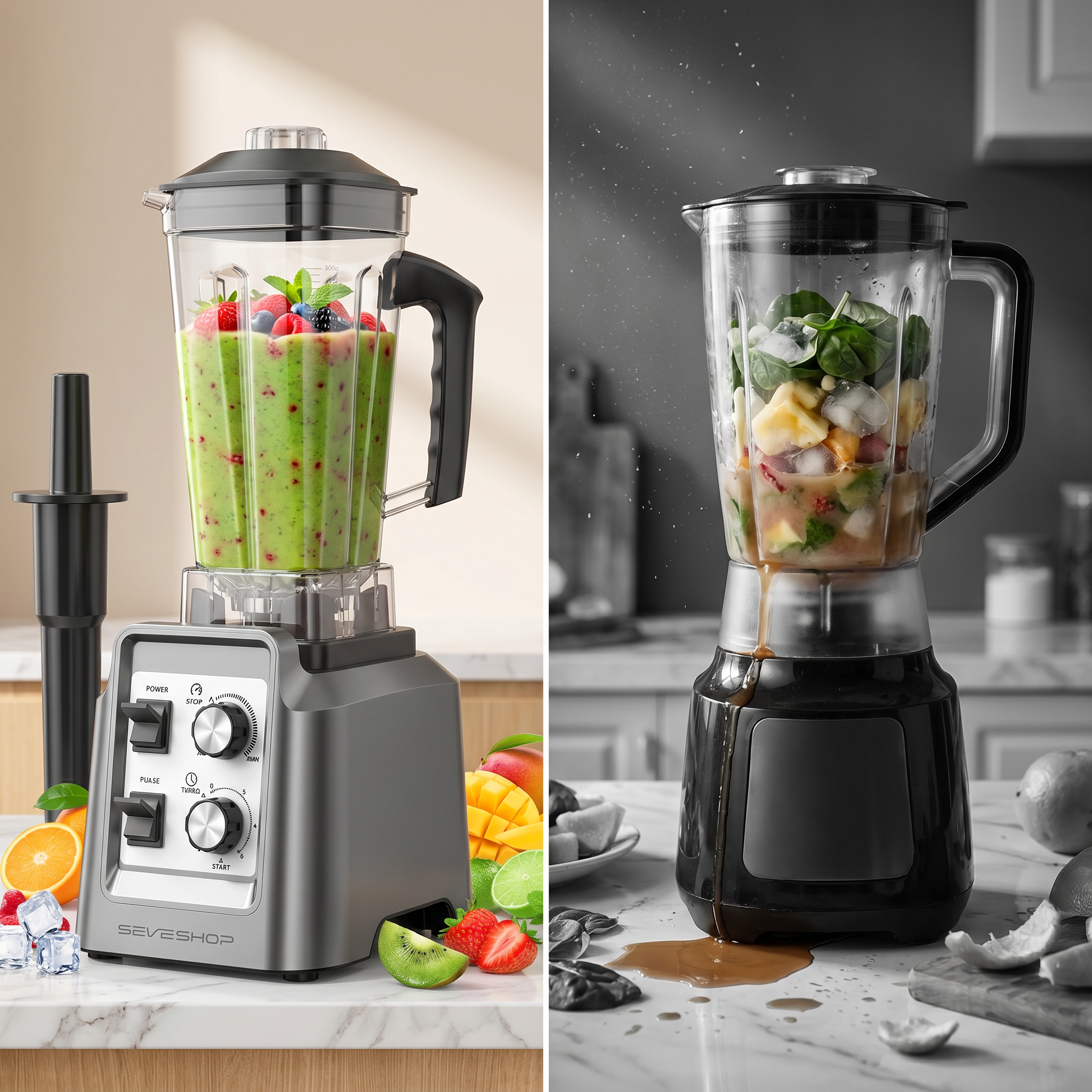 Blender Profesional 2 in 1 cu Rasnita Cafea, 1800W, 2L si Timer — RESIGILAT