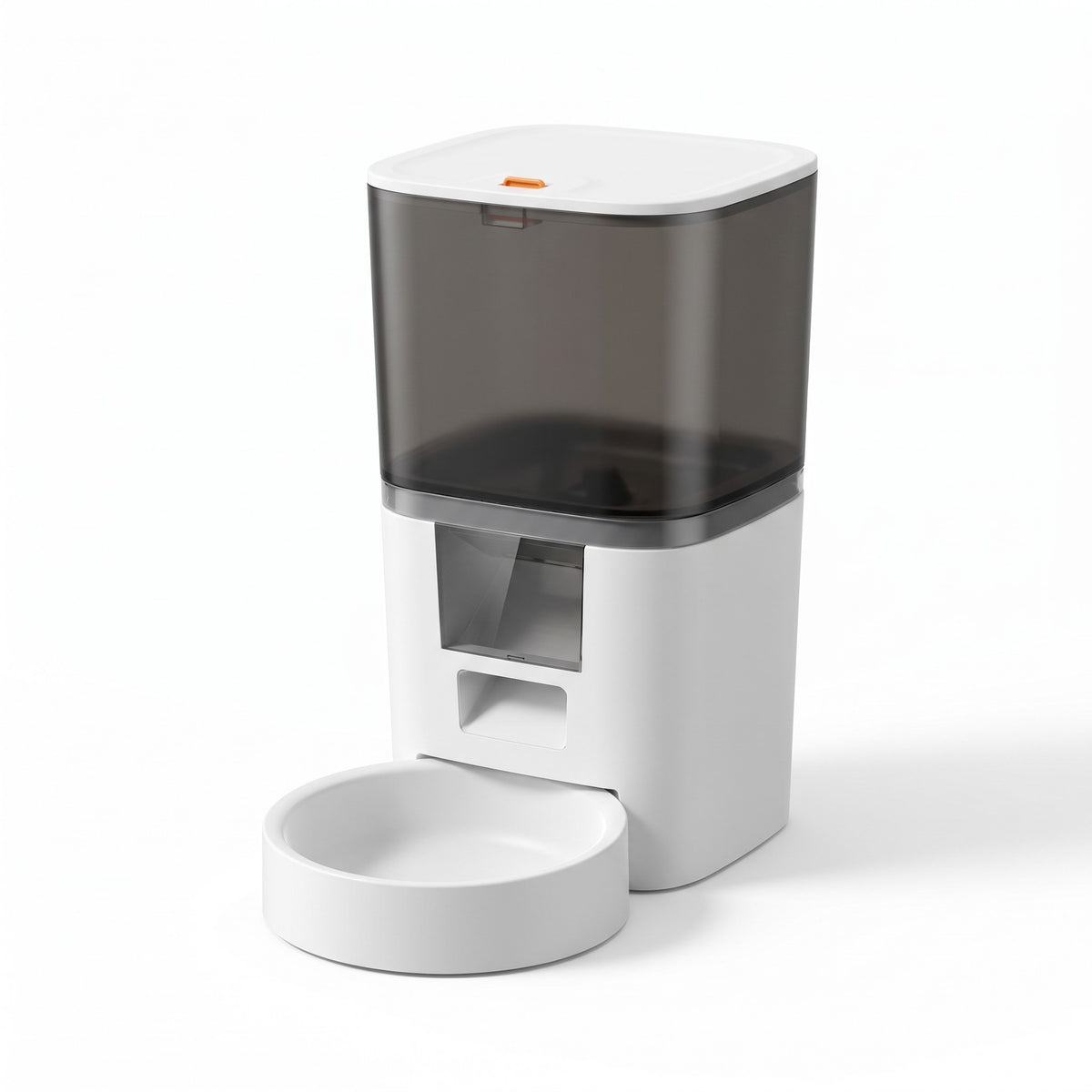 Dozator automat de hrana pentru animale 6L, alb, cu rezervor transparent si bol detasabil