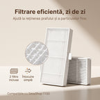 Două filtre de schimb albe pentru aspiratorul robot T13S, cu detaliu mărit al materialului filtrant