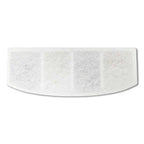 Filtrul fântânii PCW1 văzut de sus: formă arcuită, 4 compartimente acoperite de stratul de bumbac filtrant alb