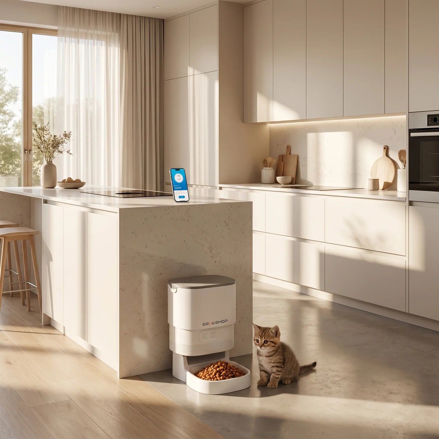 Hranitor Automat pentru Caini si Pisici, WiFi, Audio, Programabil, 4L