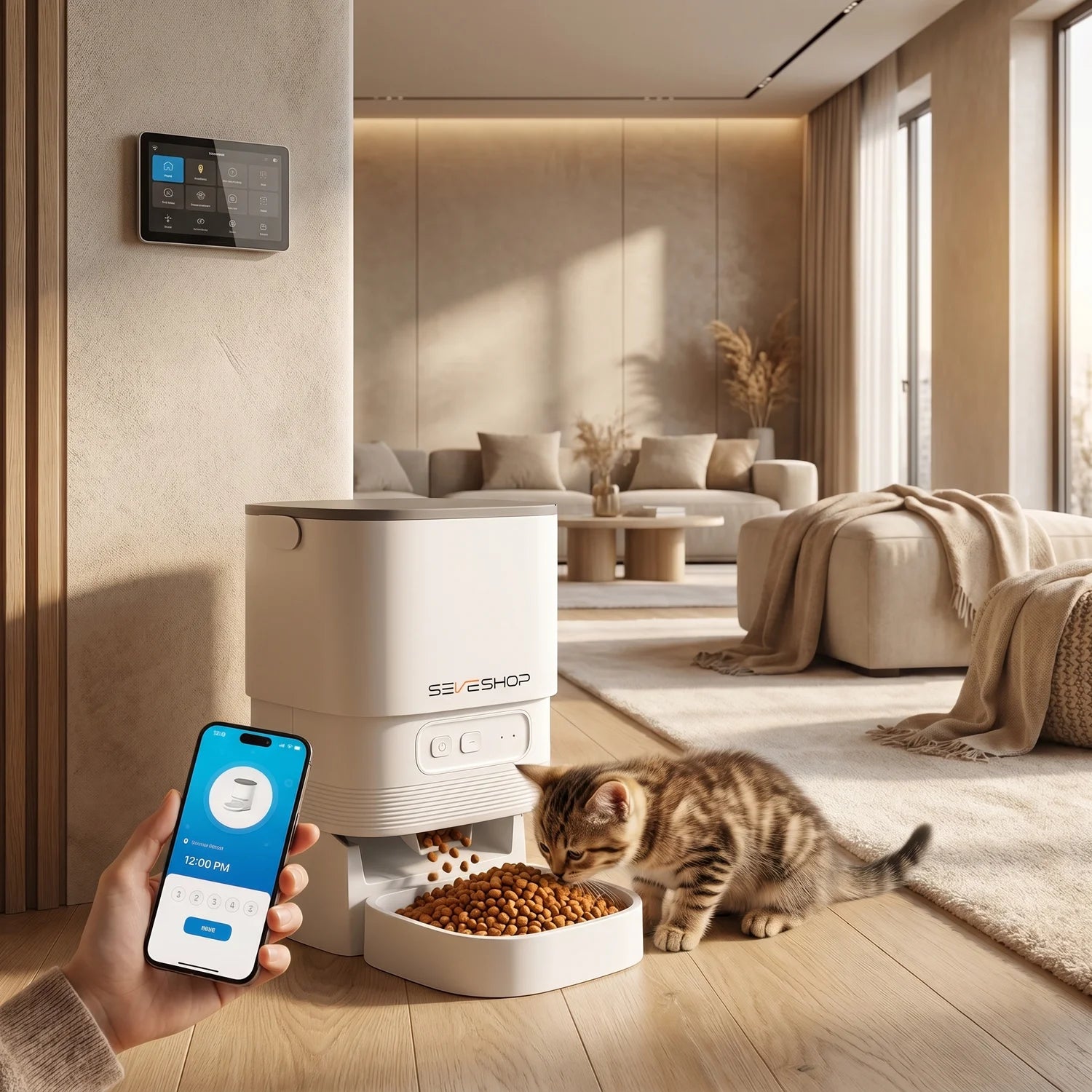 Hranitor Automat pentru Caini si Pisici, WiFi, Audio, Programabil, 4L