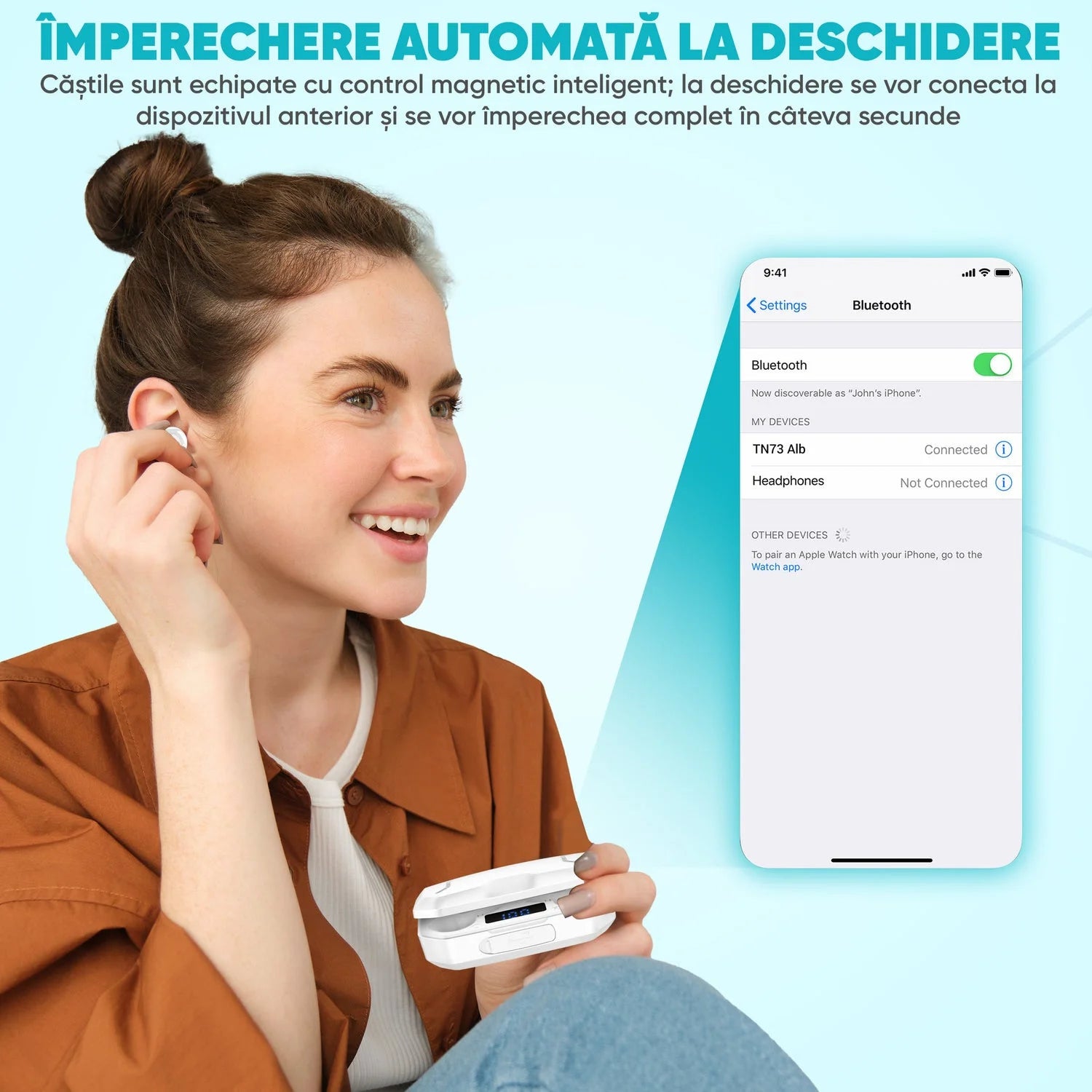 căști Bluetooth folosite pentru muzică, apeluri și sport zilnic