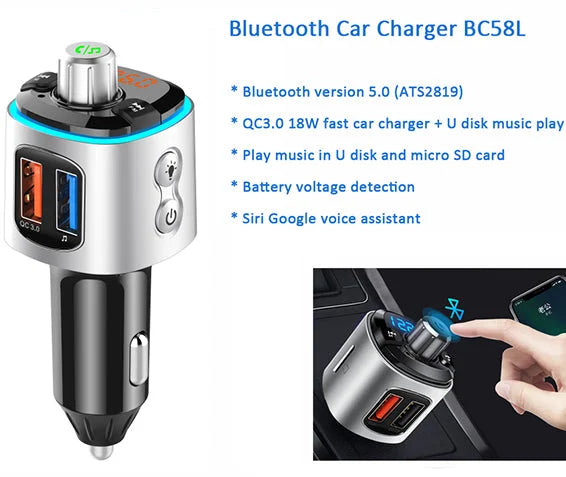 Modulator FM Auto Bluetooth 5.0 cu Quick Charge 3.0 si Hands-Free