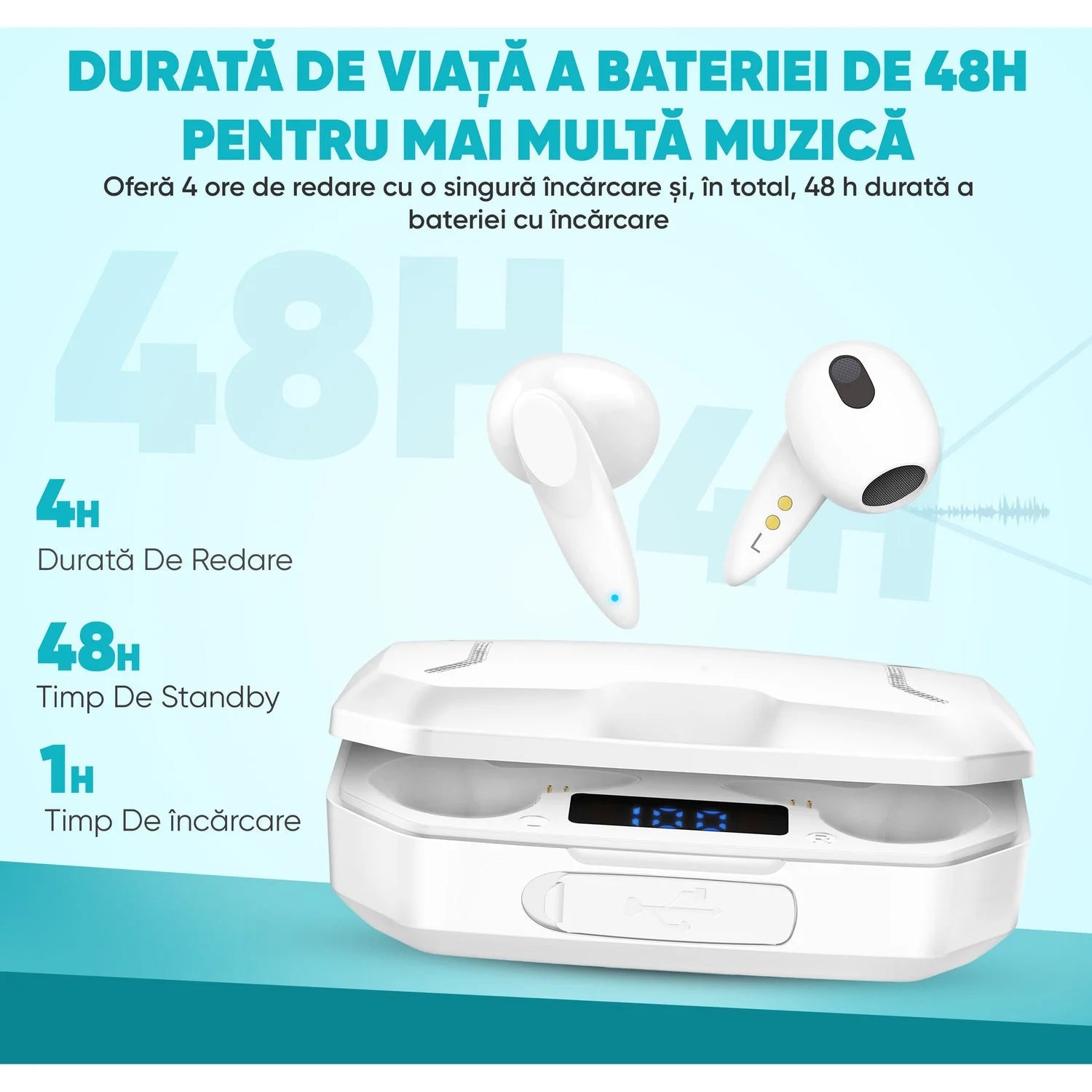 căști wireless cu sunet HD și bas profund pentru experiență audio bogată