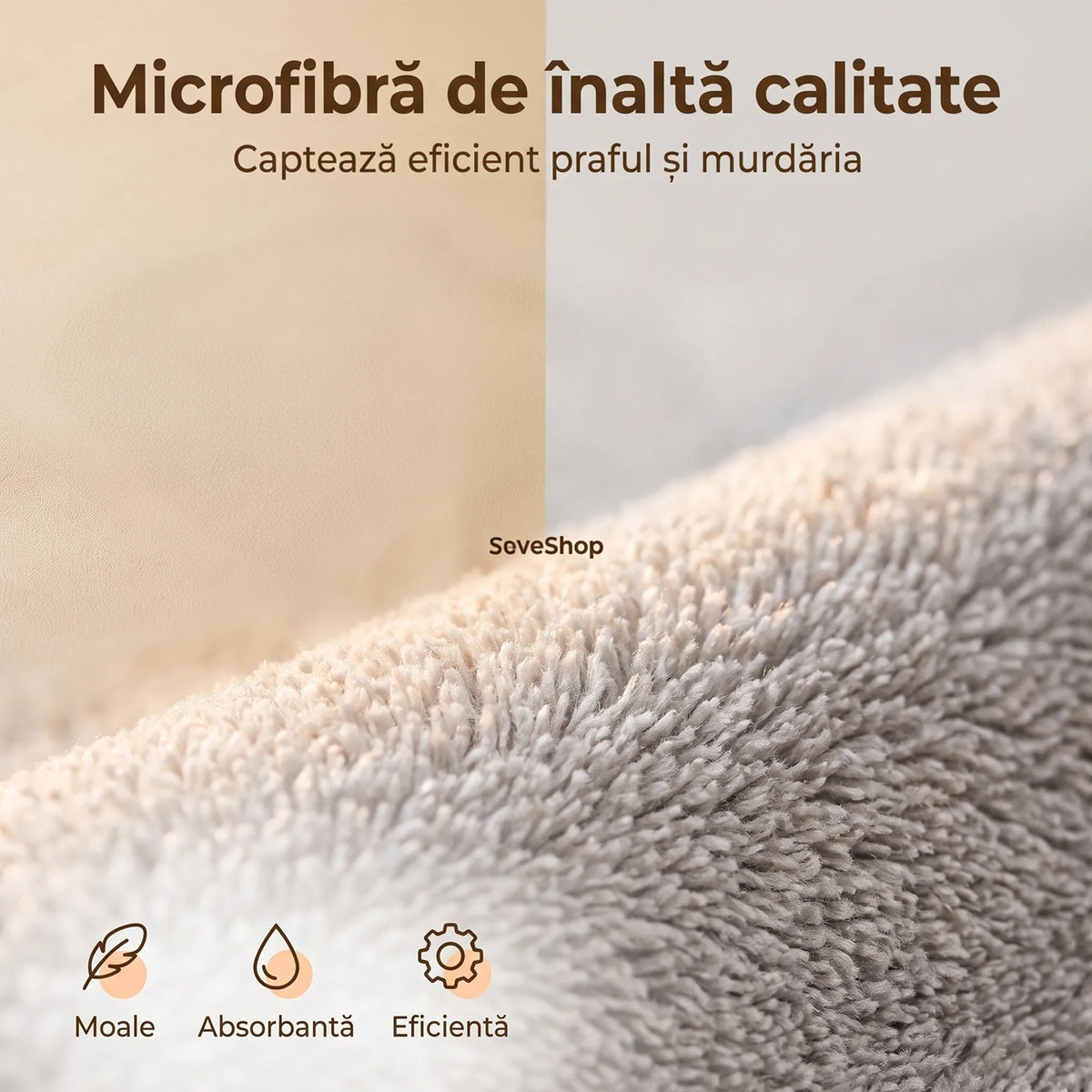 Prim-plan cu textura moale a microfibrei de pe laveta pentru robotul de geamuri F19-05