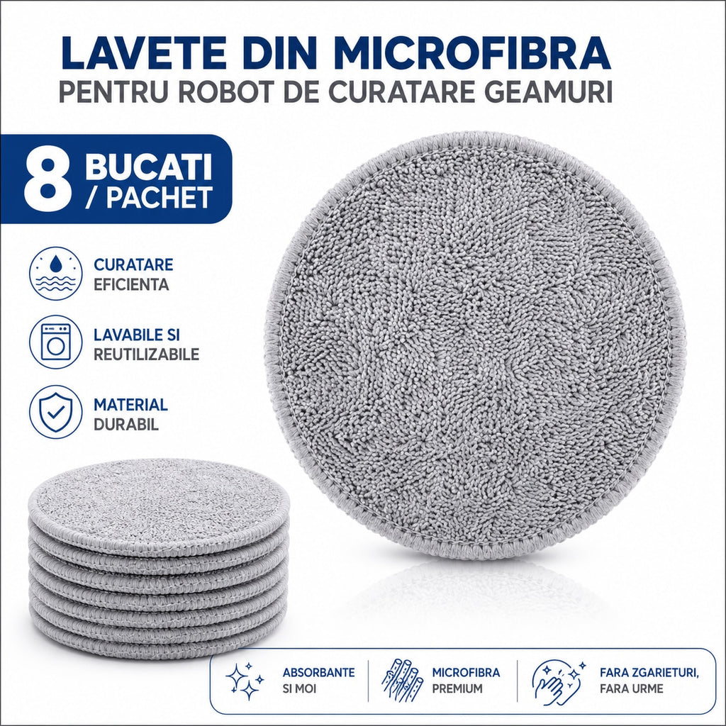 set 8 lavete din microfibră pentru robotul de geamuri RO2-06