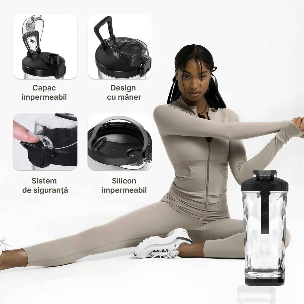 mini blender portabil cu sistem anti scurgere si utilizare sigura cu un singur buton