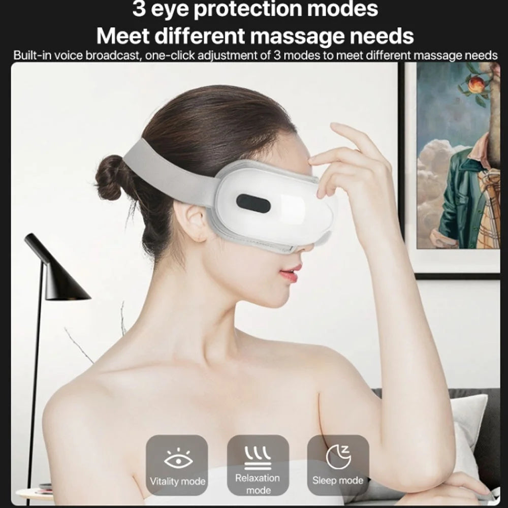 Aparat de Masaj pentru Ochi 3D cu Caldura, Vibratii si Bluetooth